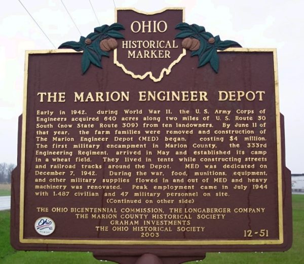 THE MARION ENGINEER DEPOT WAR MEMORIAL MARKER