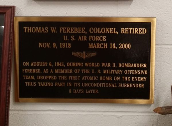 THOMAS W. FEREBEE, COLONEL, WAR MEMORIAL PLAQUE