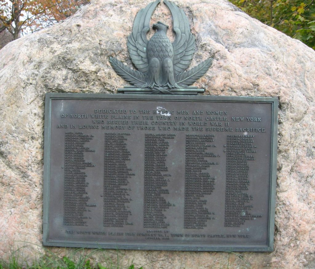 TOWN OF NORTH CASTLE WORLD WAR II MEMORIAL PLAQUE