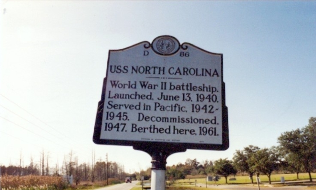 USS NORTH CAROLINA WAR MEMORIAL MARKER