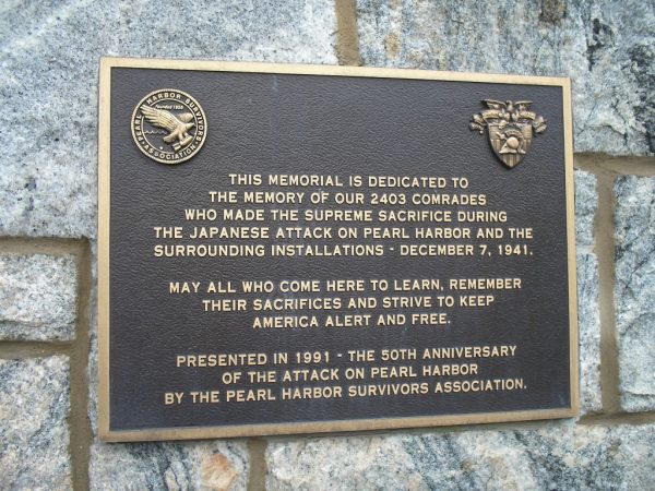 WEST POINT ATTACK ON PEARL HARBOR MEMORIAL PLAQUE