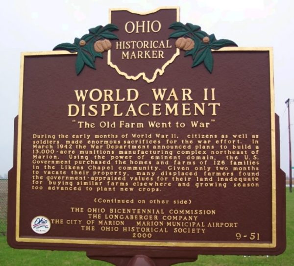 WORLD WAR II DISPLACEMENT MEMORIAL MARKER FRONT