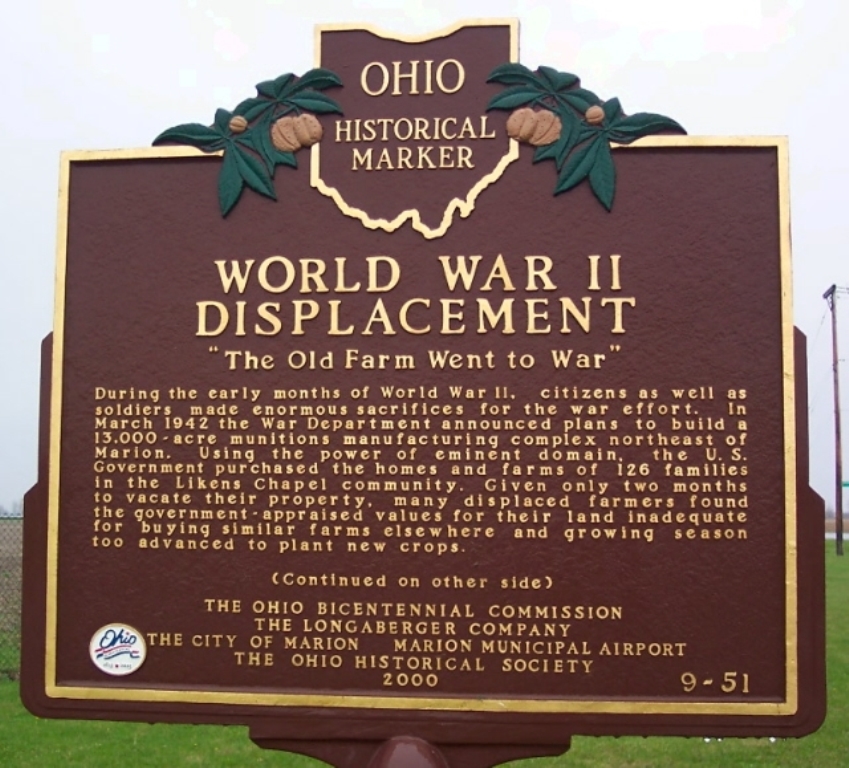 WORLD WAR II DISPLACEMENT MEMORIAL MARKER FRONT