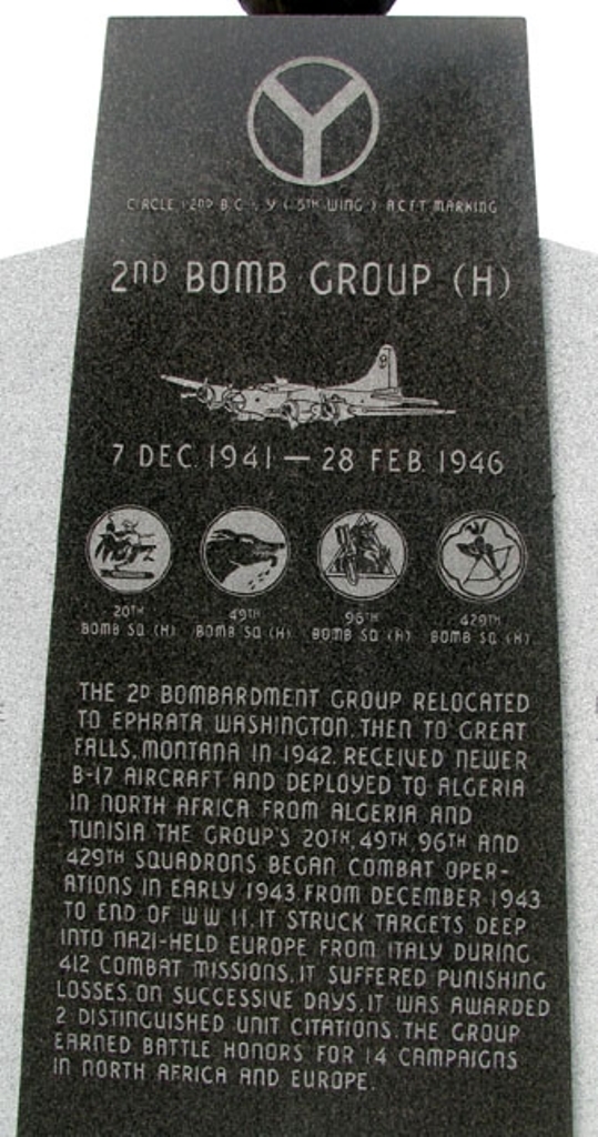 2ND BOMB GROUP (H) WAR MEMORIAL STONE A