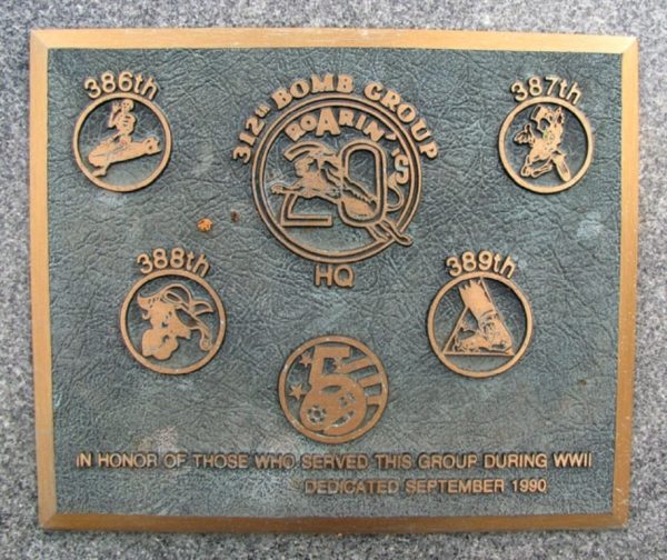 312TH BOMB GROUP WAR MEMORIAL PLAQUE