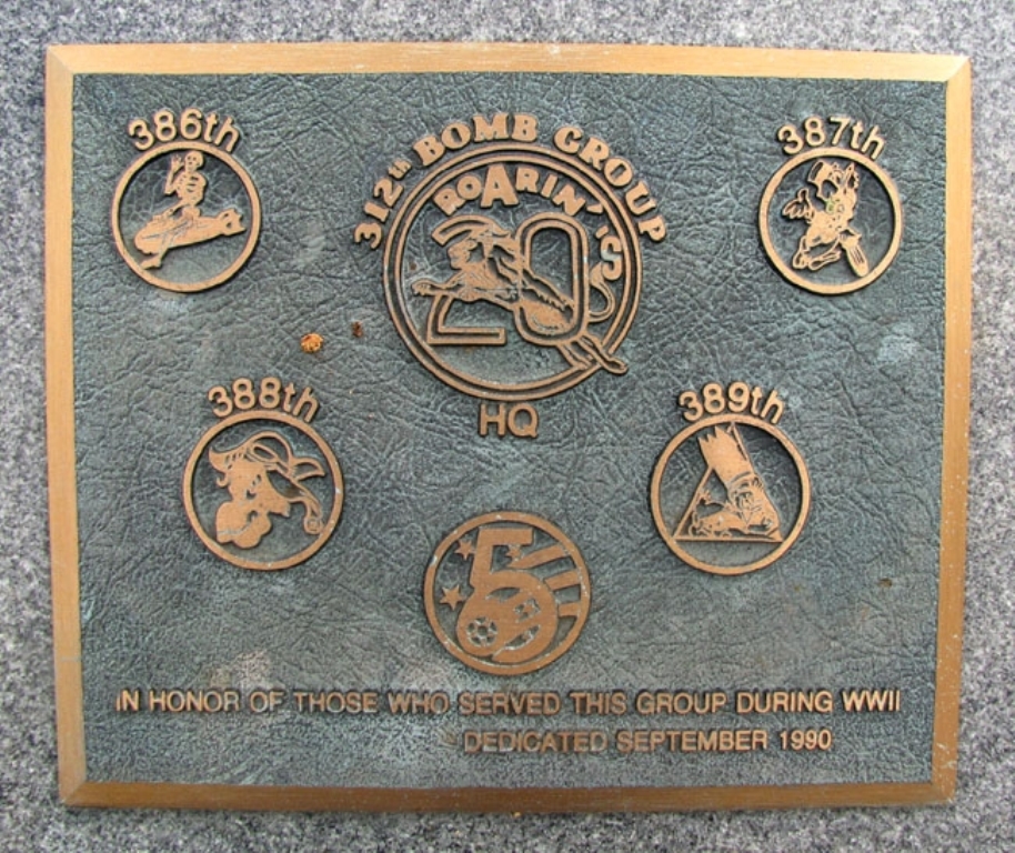 312TH BOMB GROUP WAR MEMORIAL PLAQUE