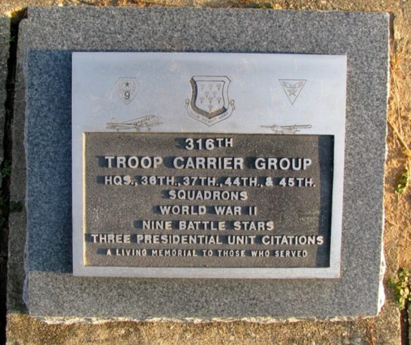 316TH TROOP CARRIER GROUP WAR MEMORIAL PLAQUE