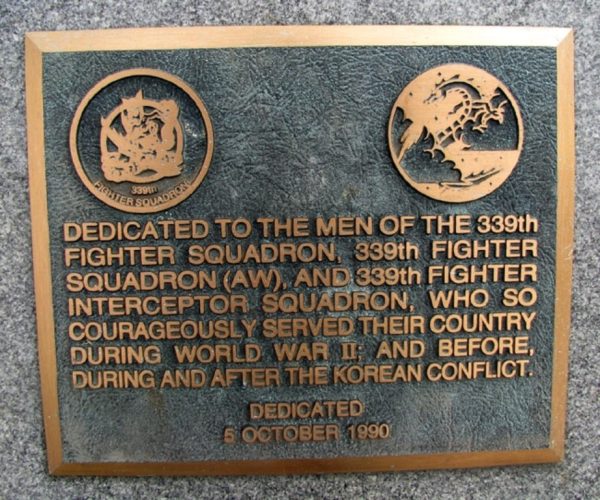 339TH FIGHTER SQUADRON WAR MEMORIAL PLAQUE