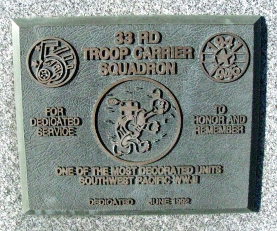33RD TROOP CARRIER SQUADRON WAR MEMORIAL PLAQUE