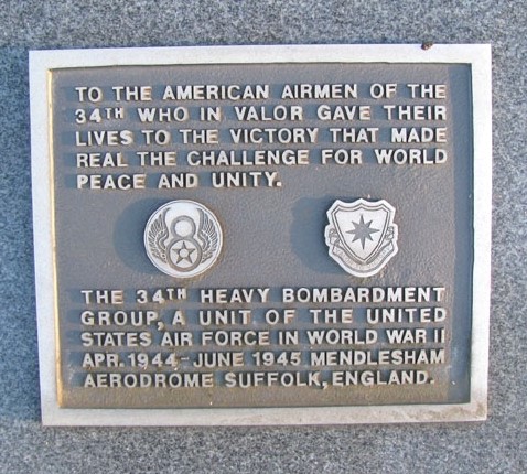 37TH HEAVY BOMBARDMENT GROUP WAR MEMORIAL PLAQUE