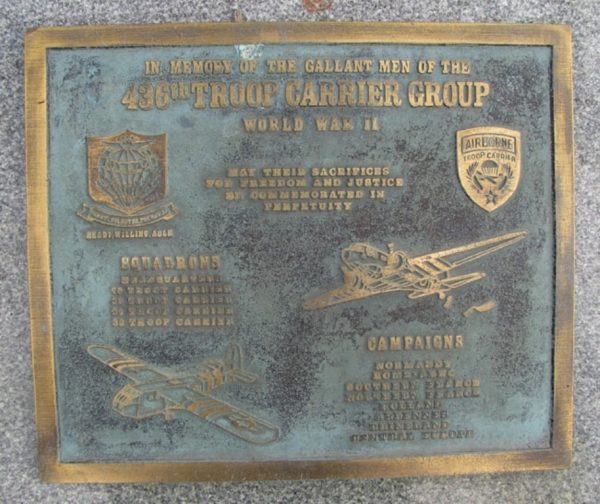436TH TROOP CARRIER GROUP WAR MEMORIAL PLAQUE
