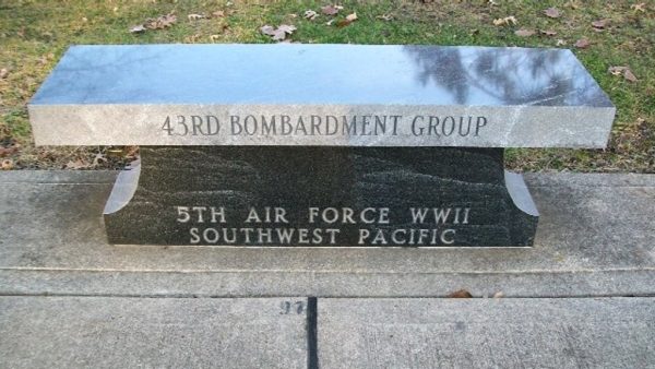 43RD BOMBARDMENT GROUP WAR MEMORIAL BENCH FRONT
