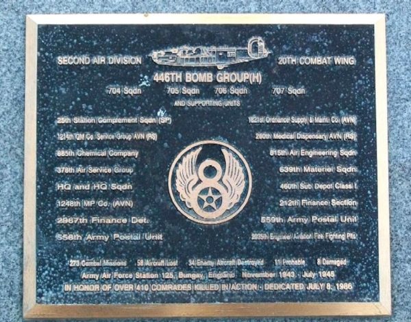 446TH BOMB GROUP (H) WAR MEMORIAL PLAQUE