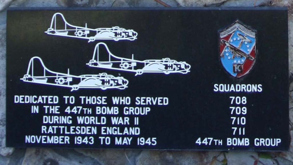 447TH BOMB GROUP WORLD WAR II MEMORIAL PLAQUE
