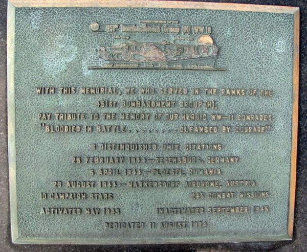 451ST BOMBARDMENT GROUP (H) WAR MEMORIAL PLAQUE