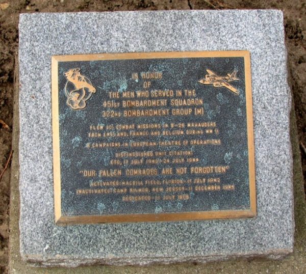 451ST BOMBARDMENT SQUADRON WAR MEMORIAL PLAQUE