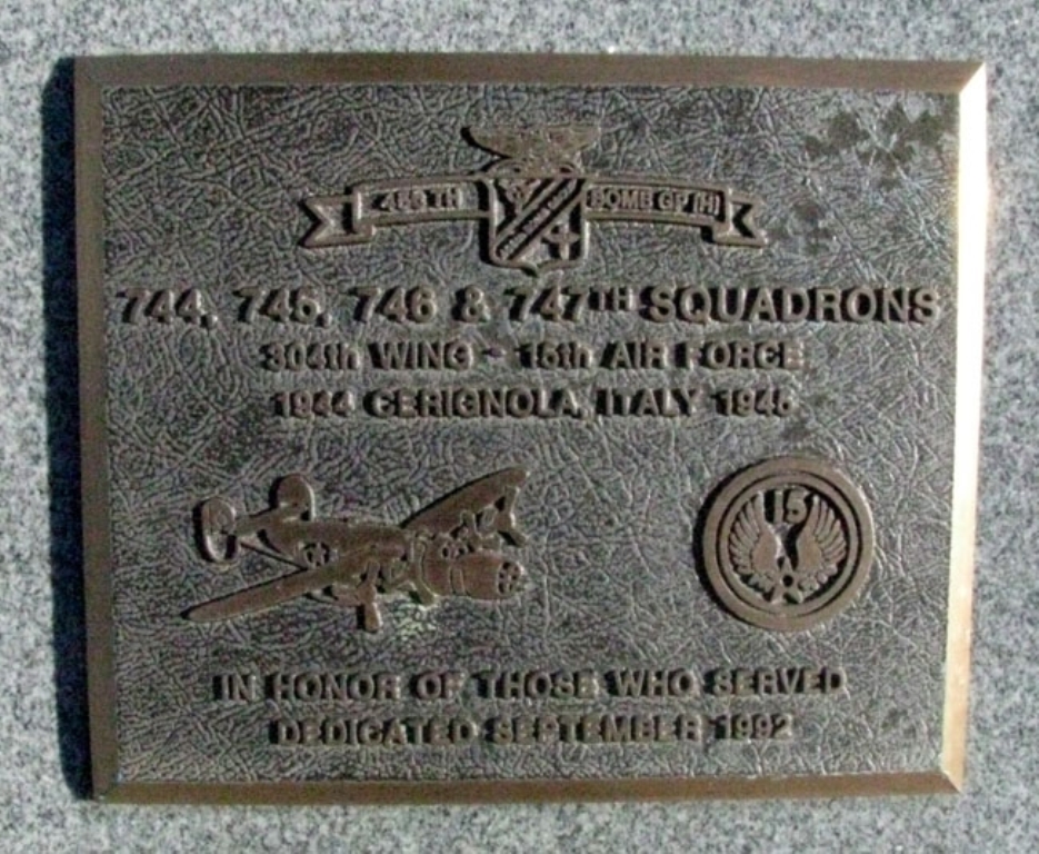 456TH BOMB GROUP WAR MEMORIAL PLAQUE