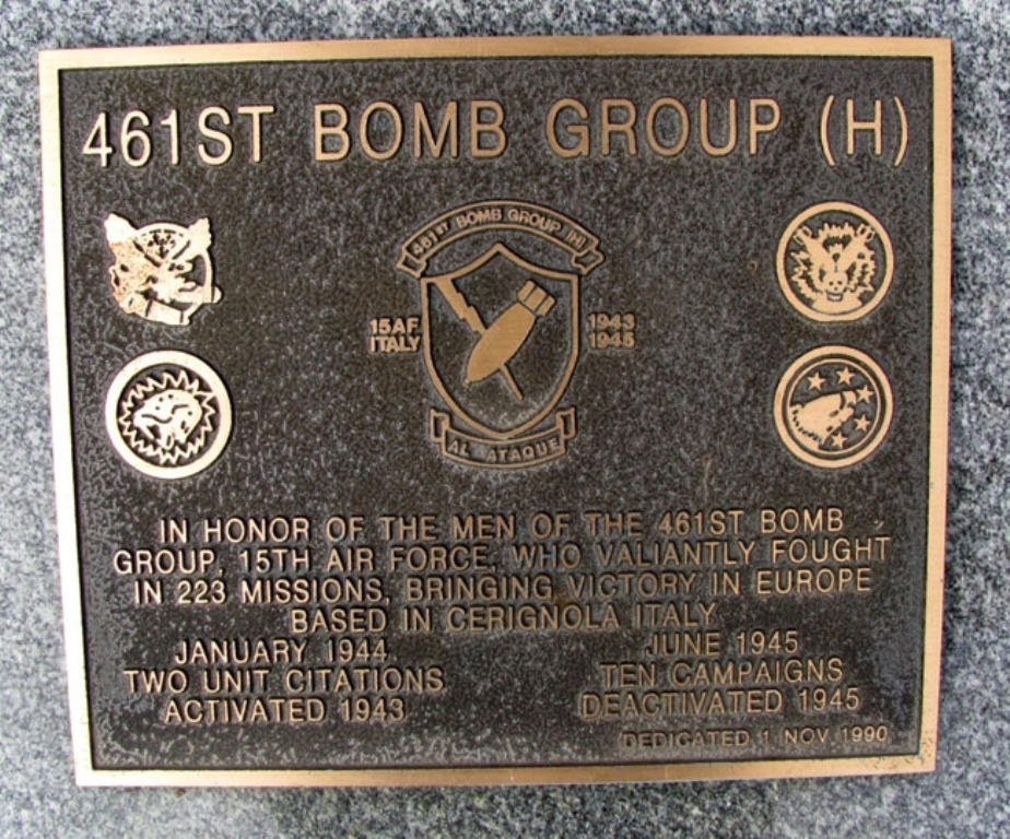 461ST BOMB GROUP (H) WAR MEMORIAL PLAQUE