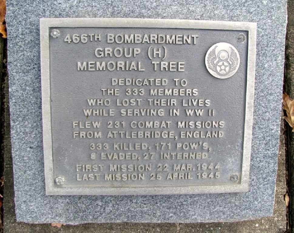 466TH BOMBARDMENT GROUP (H) MEMORIAL TREE PLAQUE
