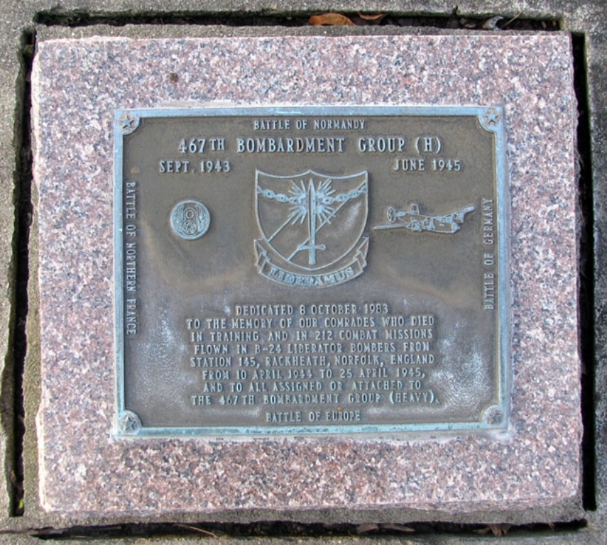 467TH BOMBARDMENT GROUP (H) WAR MEMORIAL PLAQUE