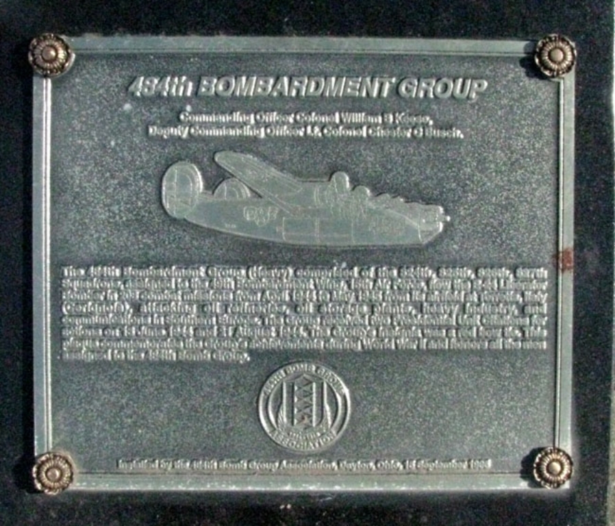 484TH BOMBARDMENT GROUP WAR MEMORIAL PLAQUE