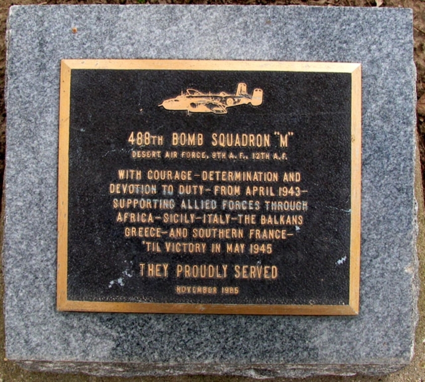 488TH BOMB SQUADRON “M” WAR MEMORIAL PLAQUE