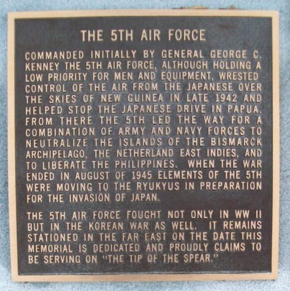 5TH AIR FORCE WAR MEMORIAL PLAQUE A