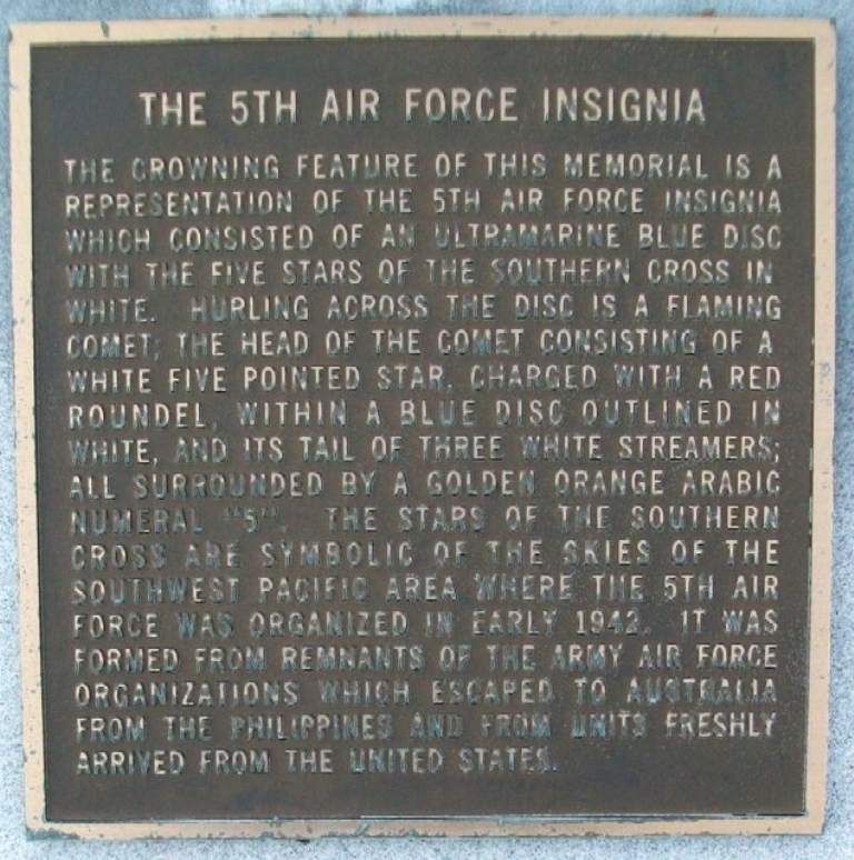 5TH AIR FORCE WAR MEMORIAL PLAQUE C