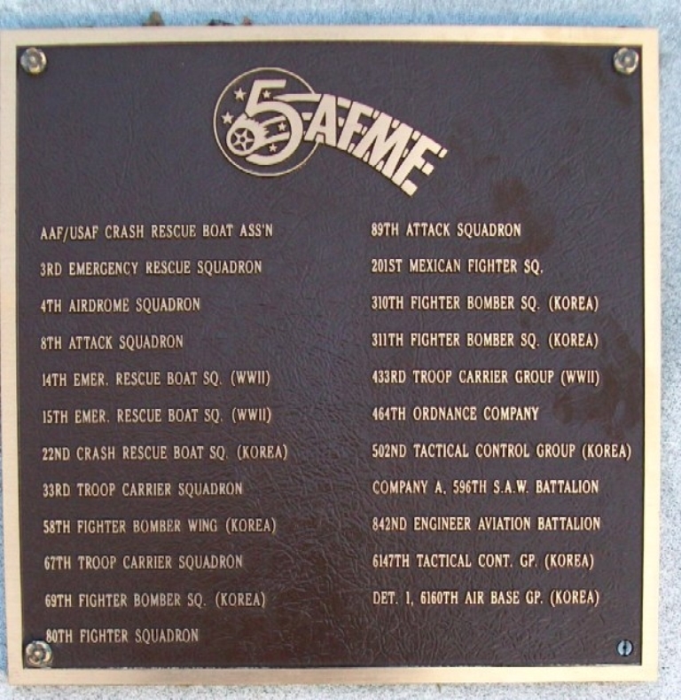 5TH AIR FORCE WAR MEMORIAL PLAQUE E
