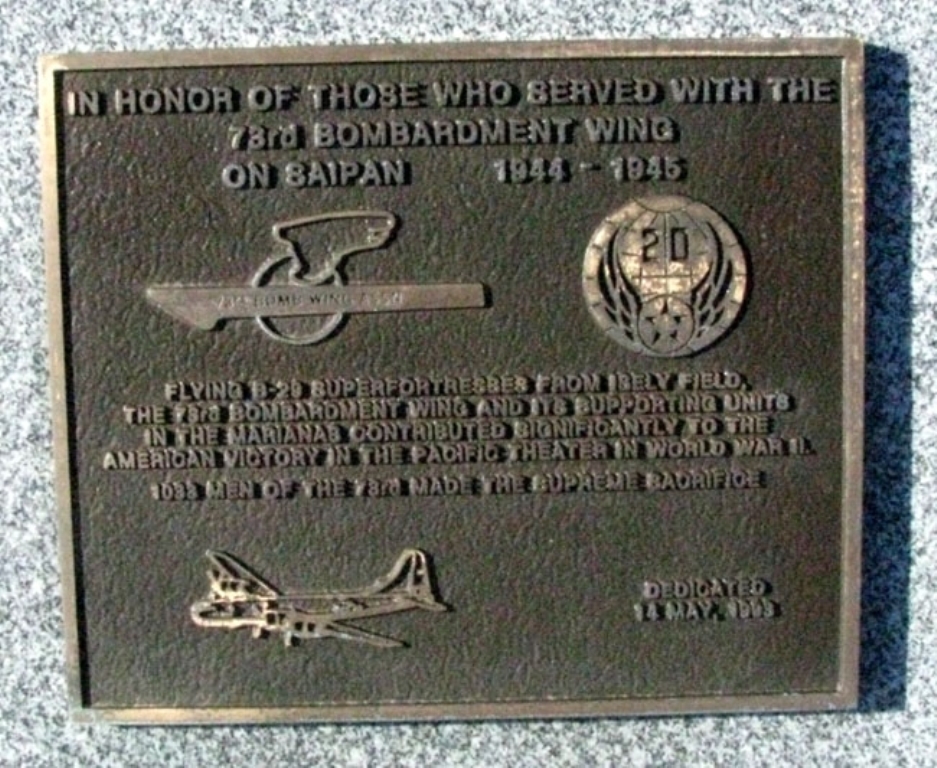 73RD BOMBARDMENT WING WAR MEMORIAL PLAQUE