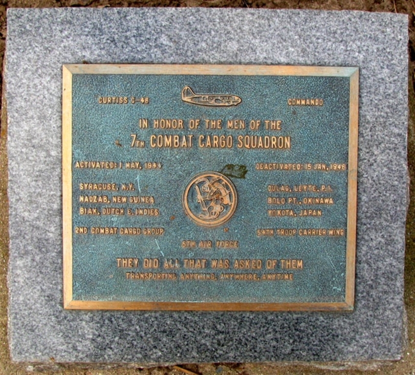 7TH COMBAT CARGO SQUADRON WAR MEMORIAL PLAQUE
