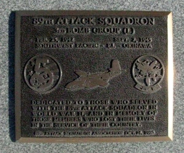 89TH ATTACK SQUADRON WAR MEMORIAL PLAQUE