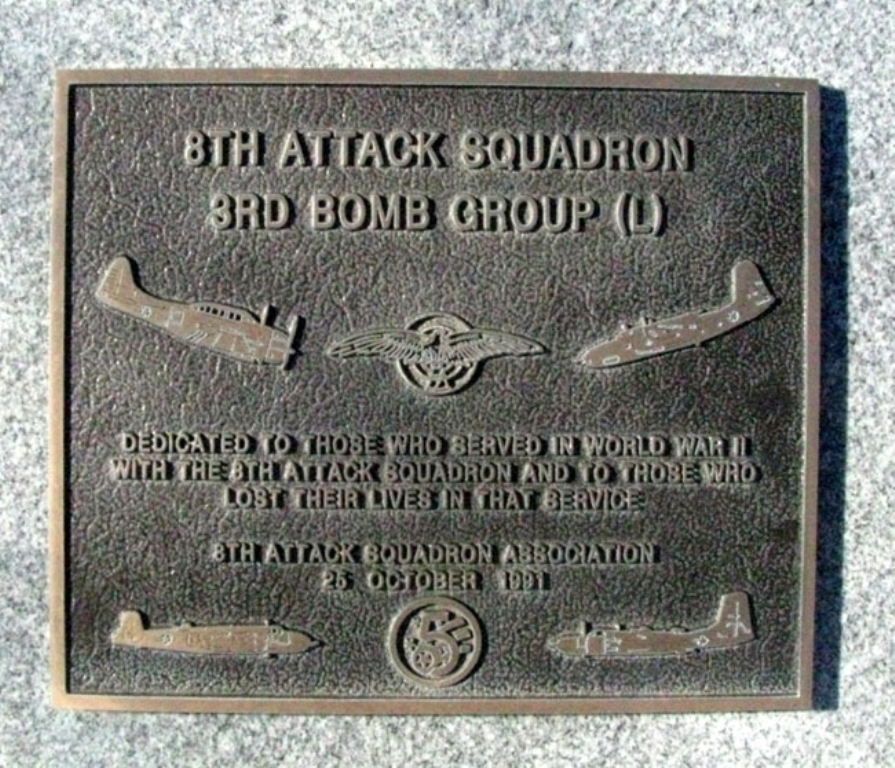 8TH ATTACK SQUADRON WAR MEMORIAL PLAQUE