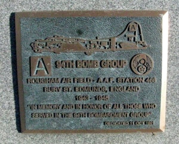 94TH BOMB GROUP WAR MEMORIAL PLAQUE