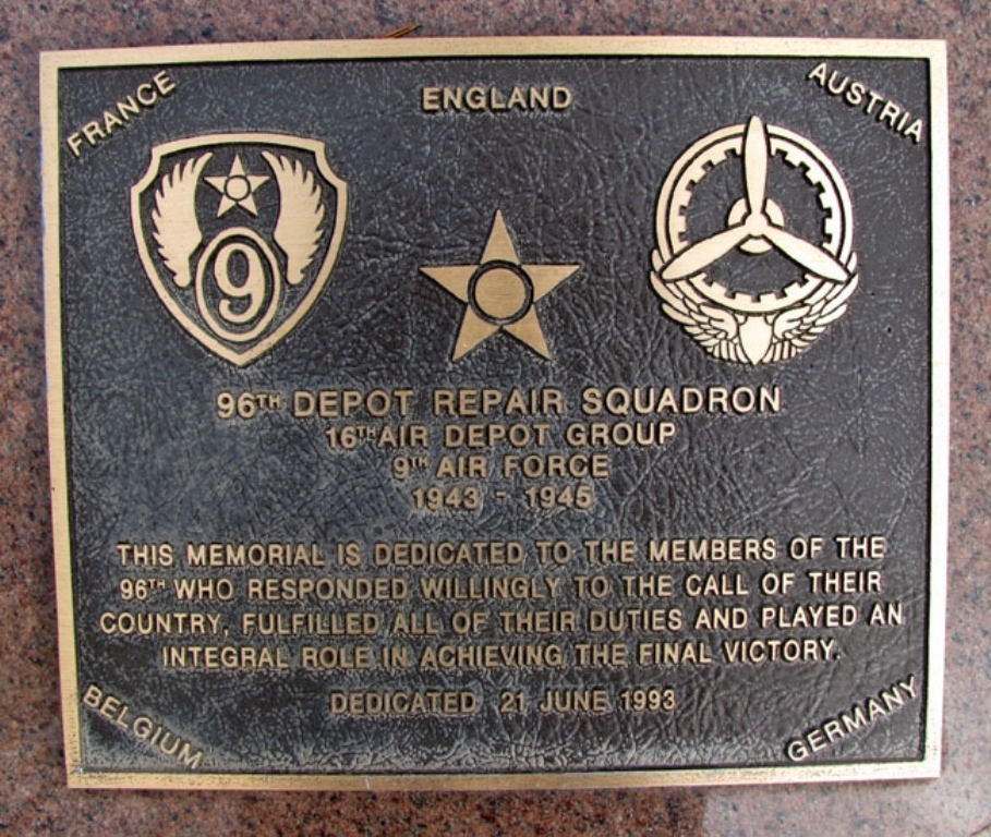 96TH DEPOT REPAIR SQUADRON WAR MEMORIAL PLAQUE