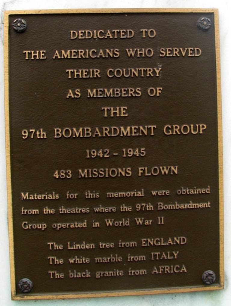 97TH BOMBARDMENT GROUP WAR MEMORIAL PLAQUE