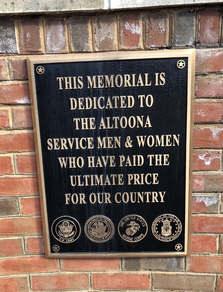 ALTOONA ULTIMATE PRICE WAR MEMORIAL PLAQUE A