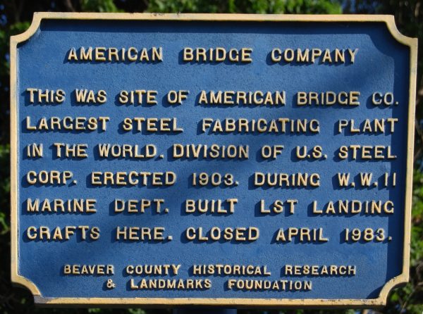 AMERICAN BRIDGE COMPANY MEMORIAL PLAQUE