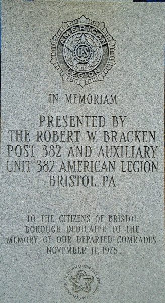 AMERICAN LEGION POST 382 WAR MEMORIAL STONE A