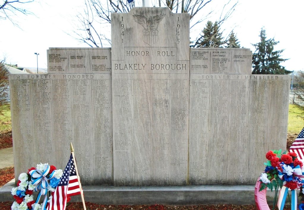 BLAKELY BOROUGH WORLD WAR II HONOR ROLL MEMORIAL