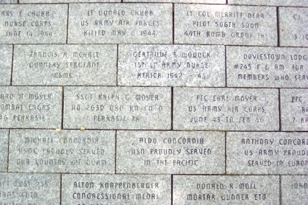 BUCKS COUNTY WORLD WAR II MEMORIAL BRICKS
