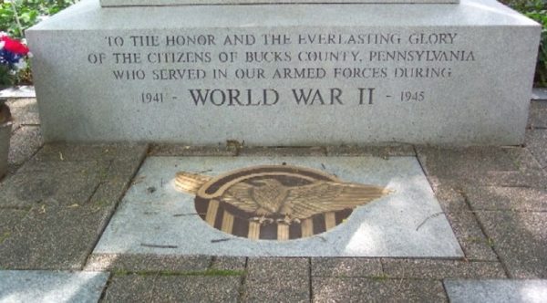 BUCKS COUNTY WORLD WAR II MEMORIAL DEDICATION STONE