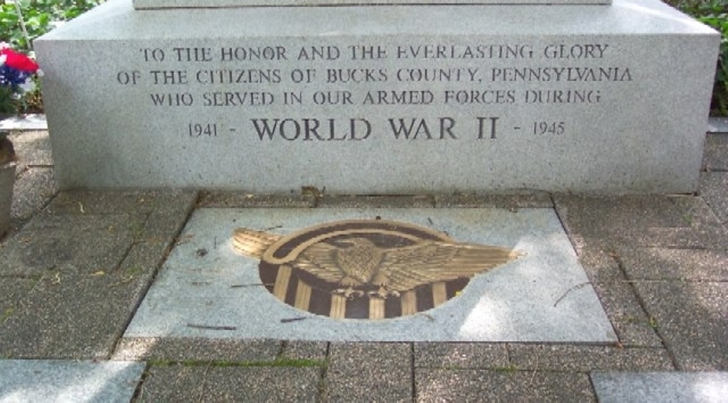 BUCKS COUNTY WORLD WAR II MEMORIAL DEDICATION STONE