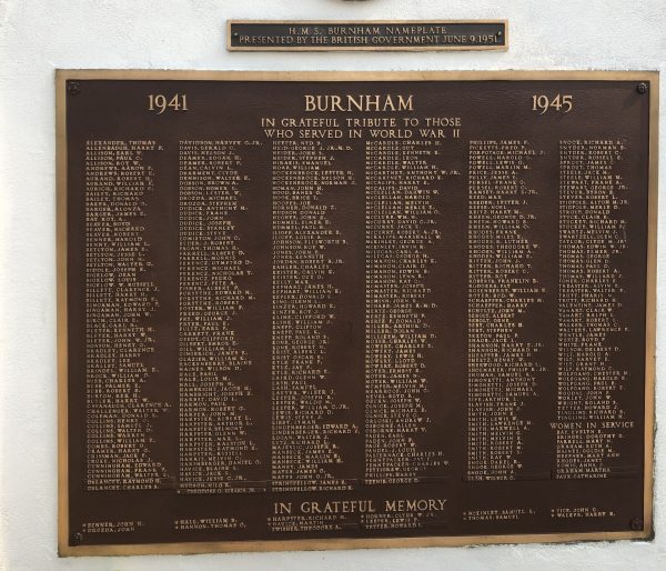 BURNHAM WAR VETERANS MEMORIAL PLAQUE A