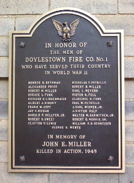 DOYLESTOWN FIRE COMPANY NO. 1 WORLD WAR II MEMORIAL