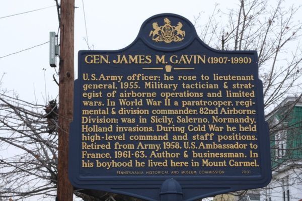 GEN. JAMES M. GAVIN WAR MEMORIAL MARKER