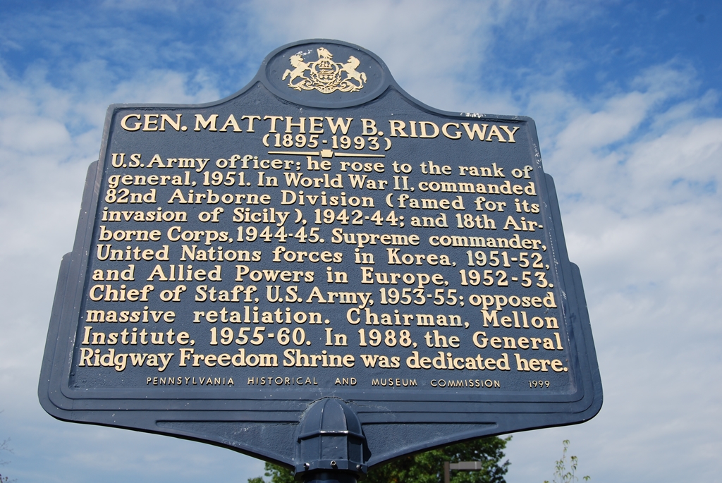 GEN. MATTHEW B. RIDGWAY WAR MEMORIAL MARKER