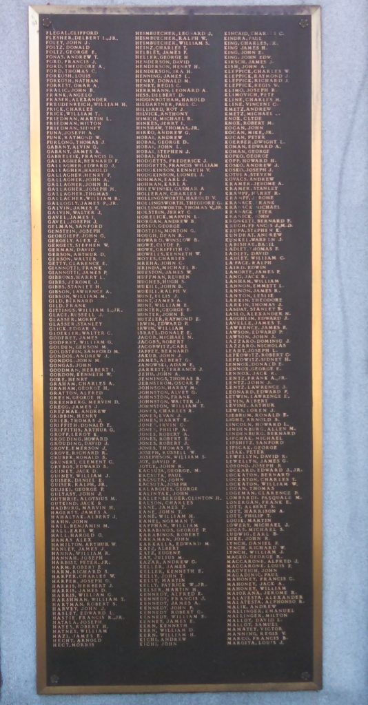 GREENFIELD WORLD WARS I AND II MEMORIAL PLAQUE C