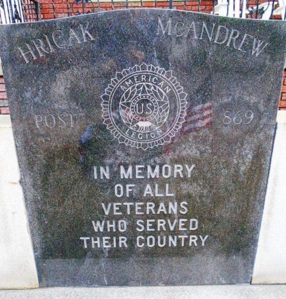 HRICAK MCANDREW ALL VETERANS MEMORIAL DEDICATION STONE