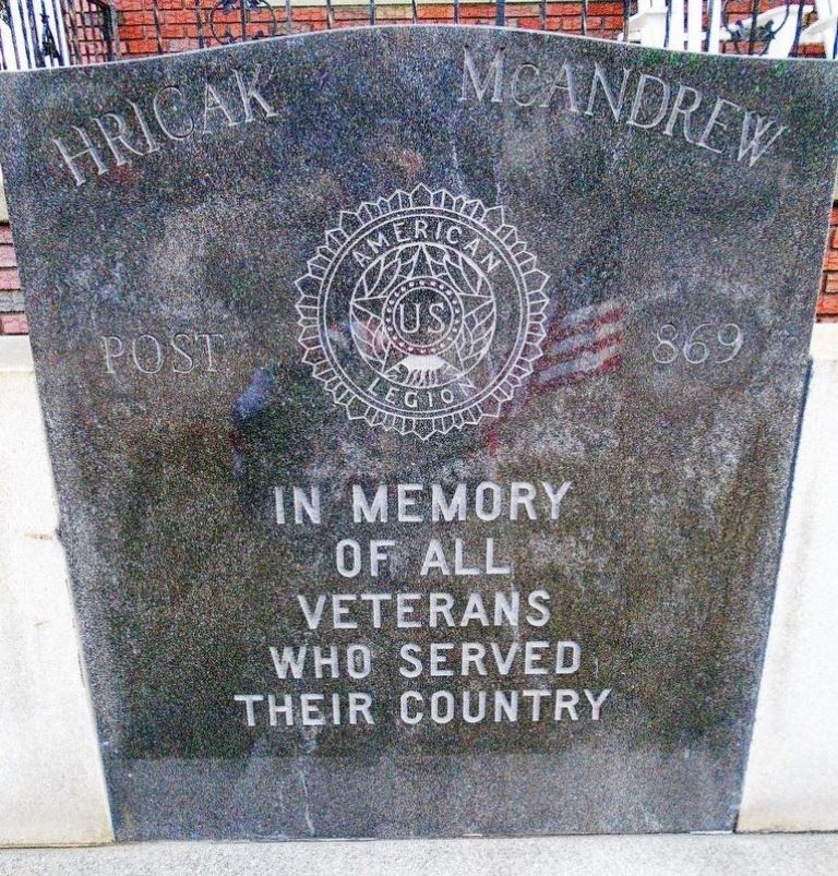 HRICAK MCANDREW ALL VETERANS MEMORIAL DEDICATION STONE